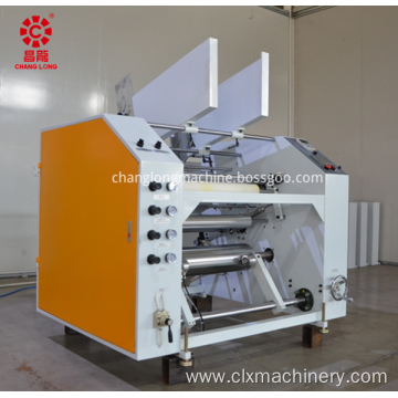 Semi-automatic stretch film rewinder slitter